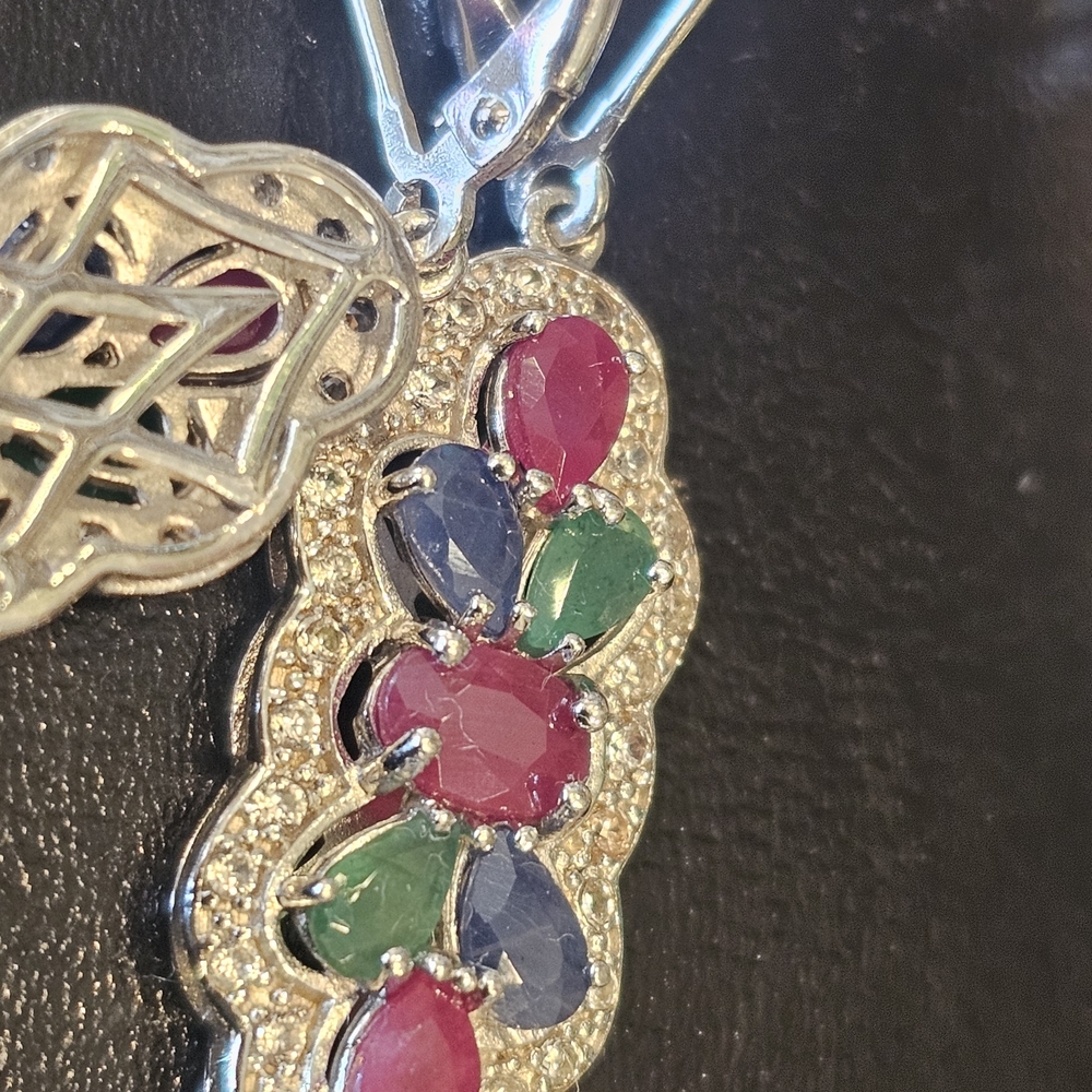 Elegant Multi-Color Gemstone Earrings 925 Setting Valentines Day Gifts